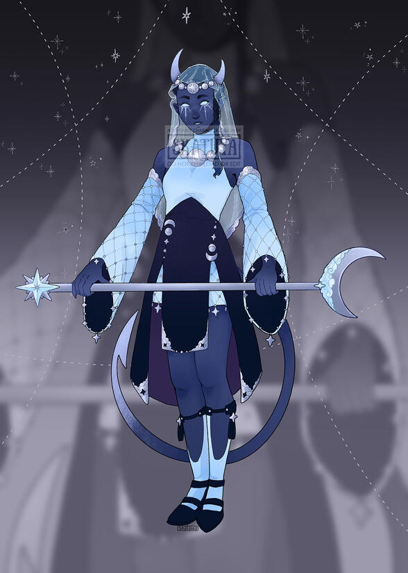 Character design from a series of designs made for the theme "Celestial Blues"